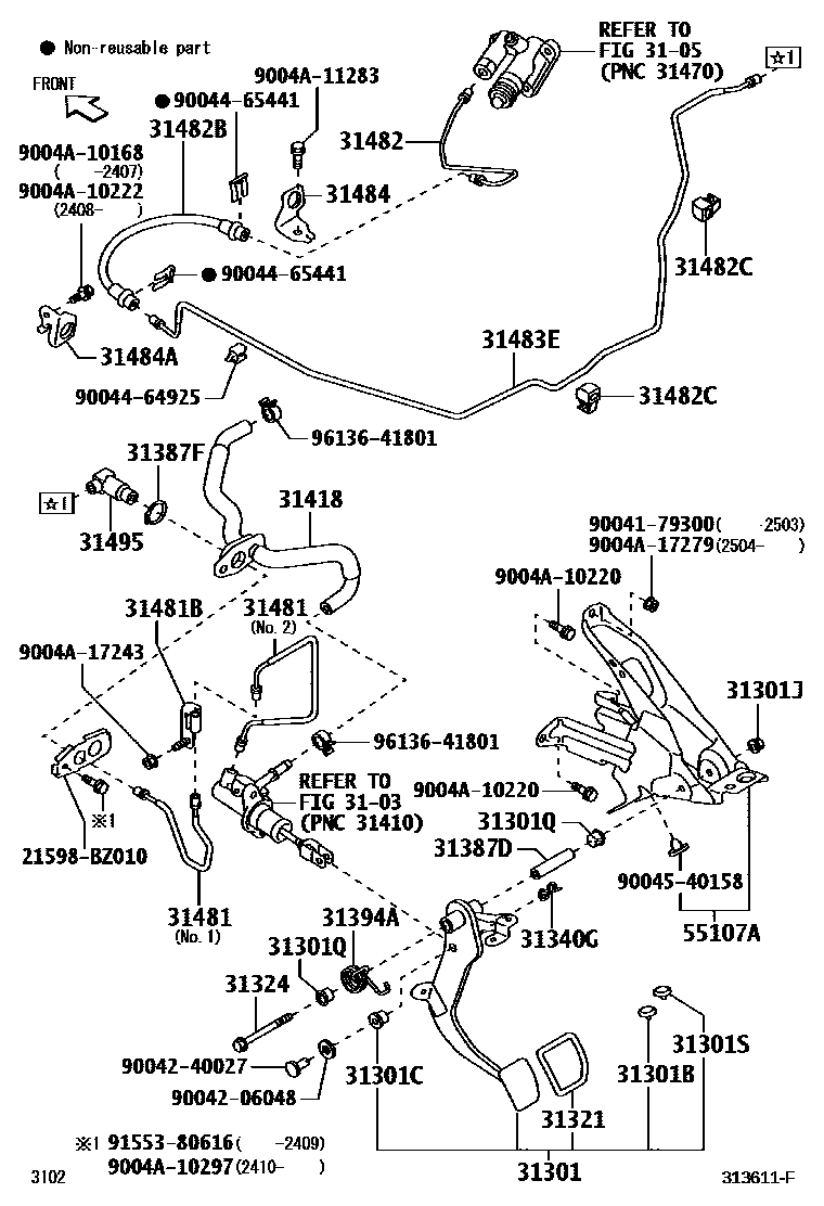 3102 — CLUTCH PEDAL & FLEXIBLE HOSE