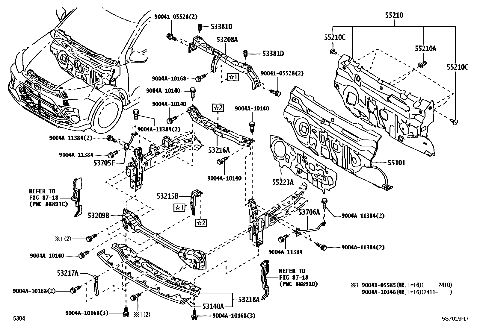 5304 — FRONT FENDER APRON & DASH PANEL
