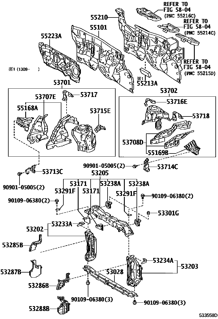 5304 — FRONT FENDER APRON & DASH PANEL