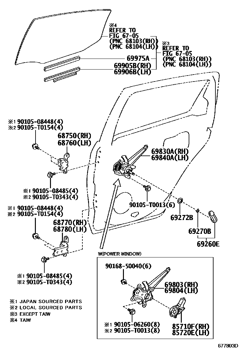 6707 — REAR DOOR WINDOW REGULATOR & HINGE