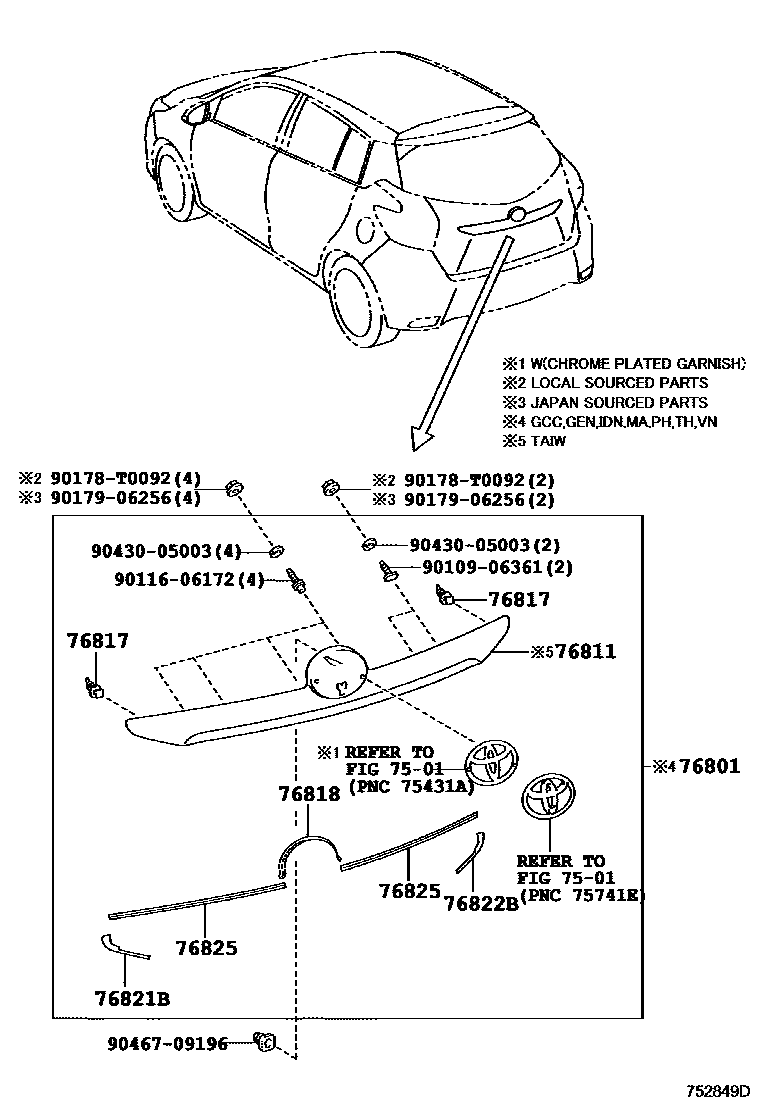 7504 — REAR MOULDING