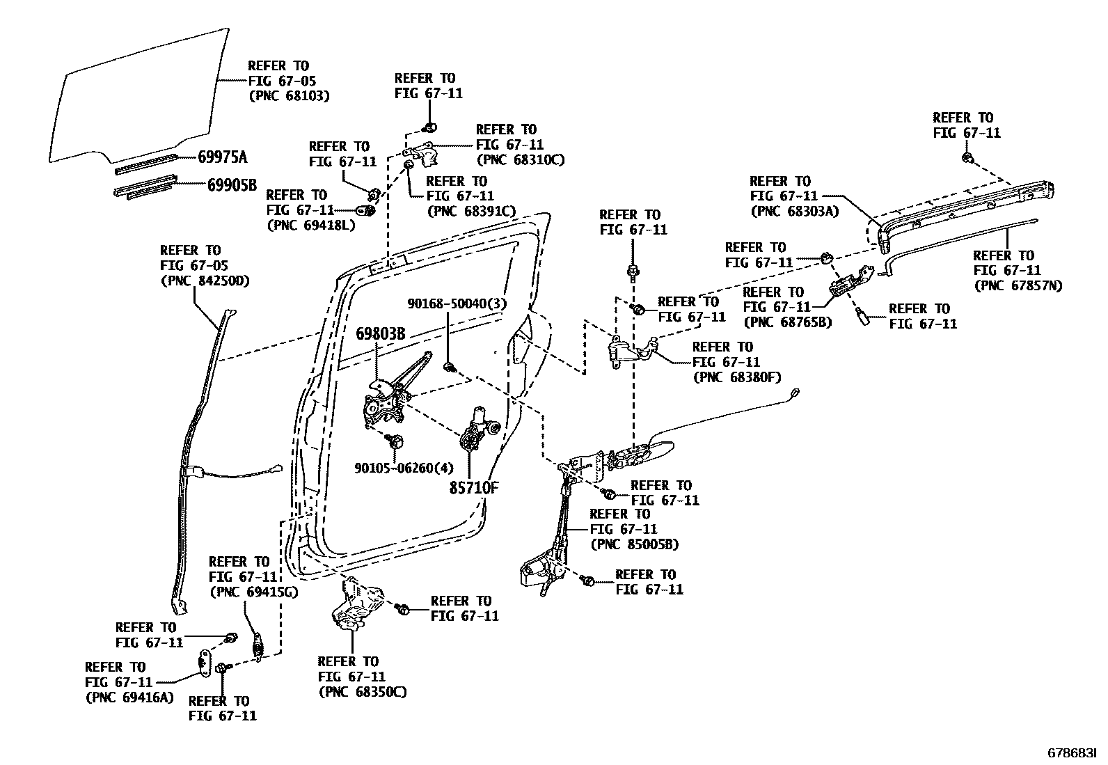 6707 — REAR DOOR WINDOW REGULATOR & HINGE