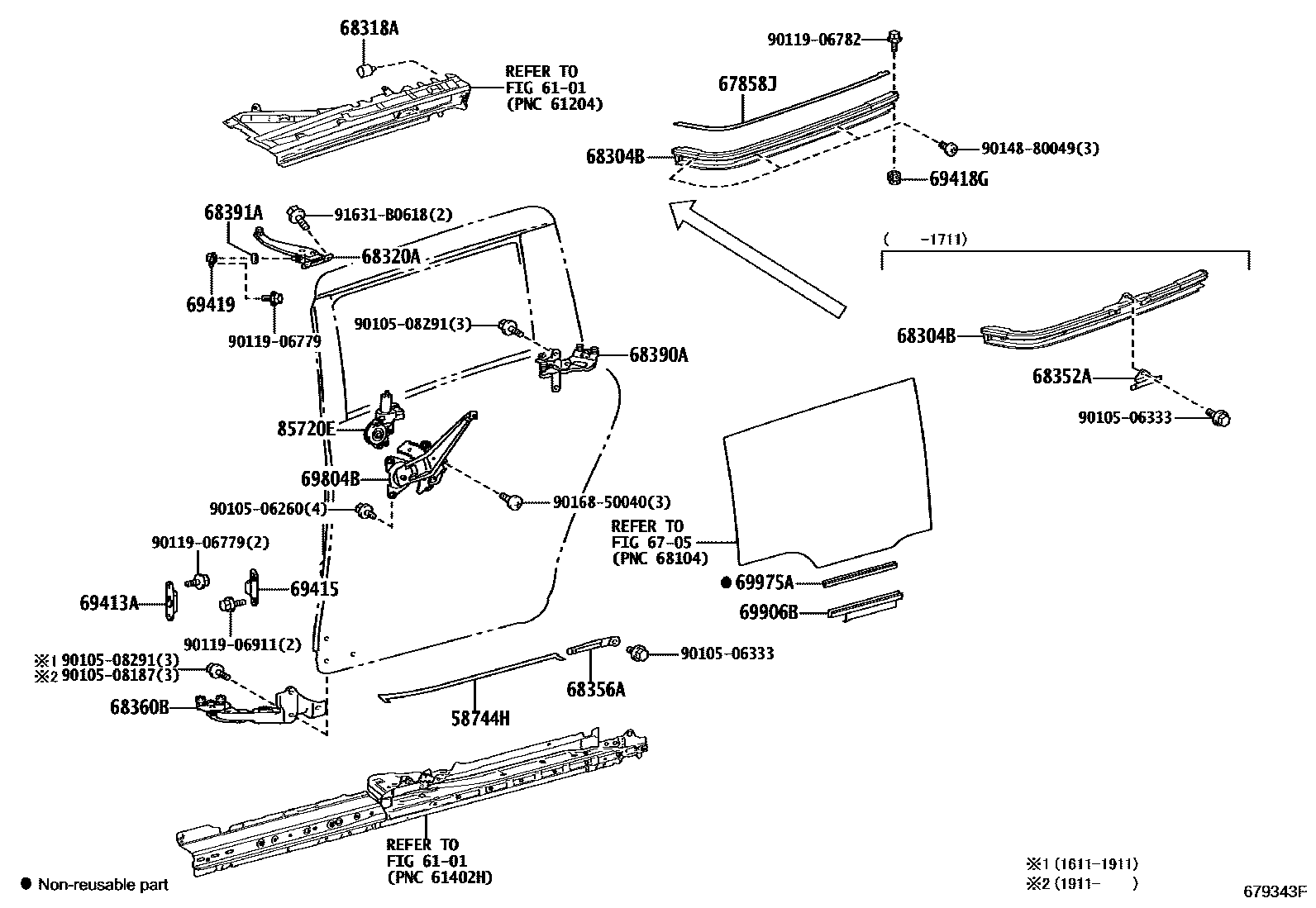 6707 — REAR DOOR WINDOW REGULATOR & HINGE
