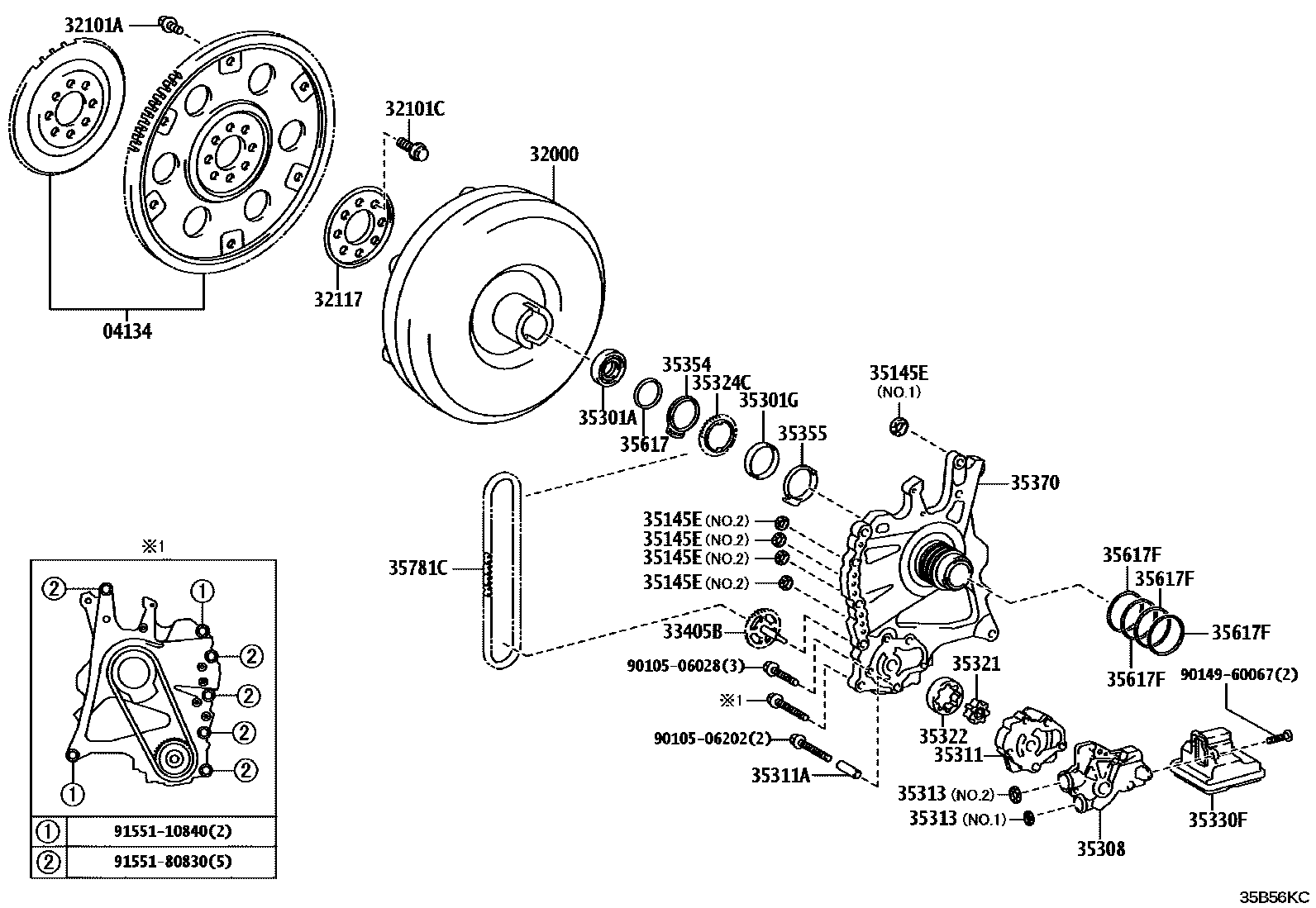 3502 — TORQUE CONVERTER, FRONT OIL PUMP & CHAIN (ATM)