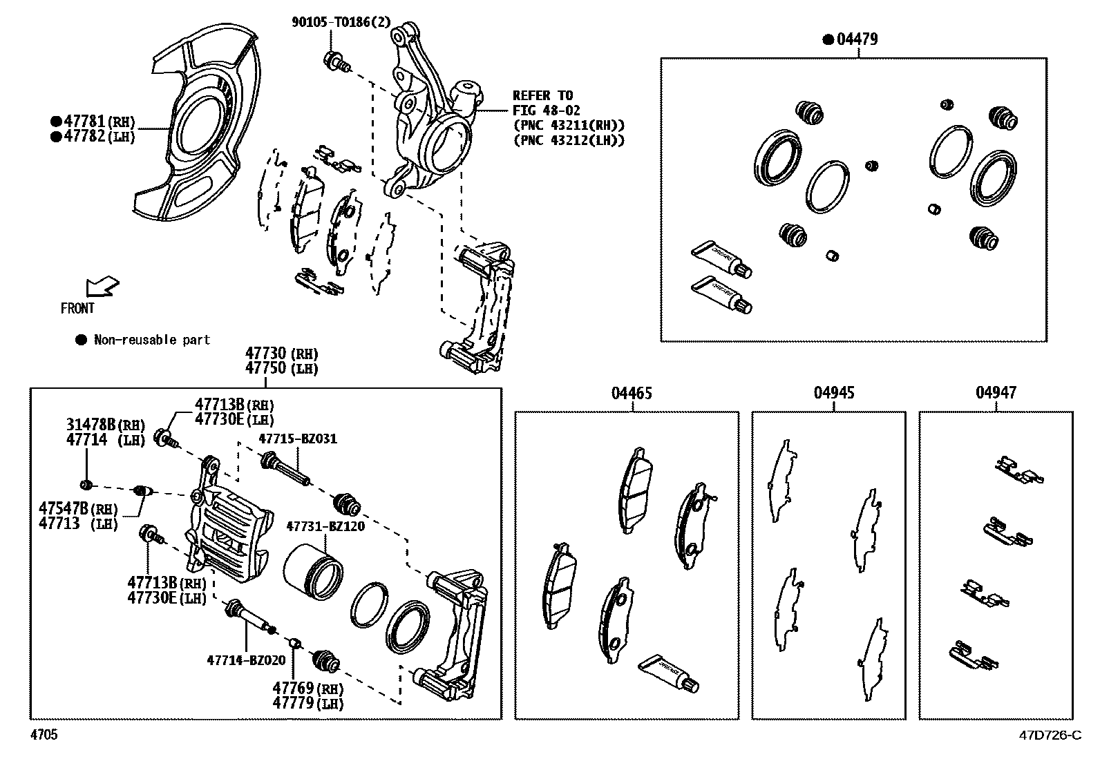4705 — FRONT DISC BRAKE CALIPER & DUST COVER