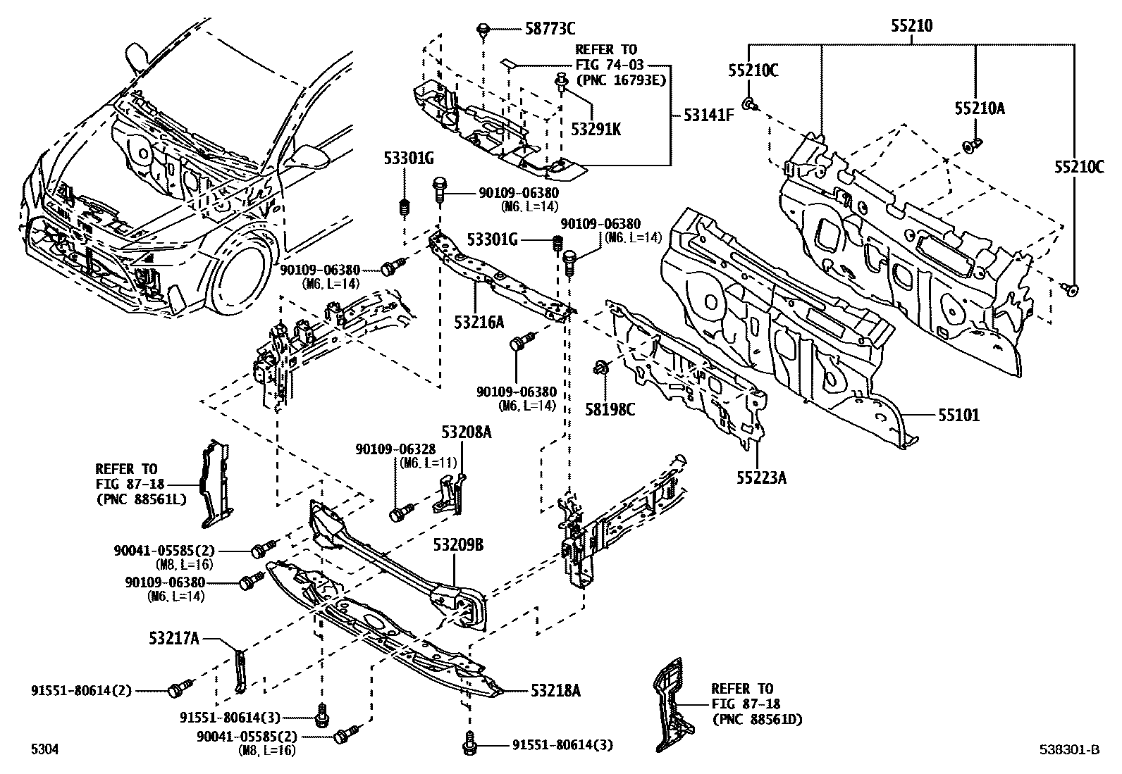 5304 — FRONT FENDER APRON & DASH PANEL