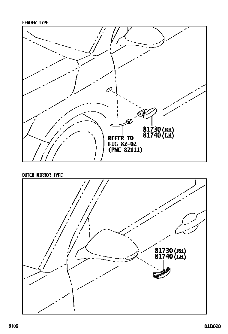 8106 — SIDE TURN SIGNAL LAMP & OUTER MIRROR LAMP