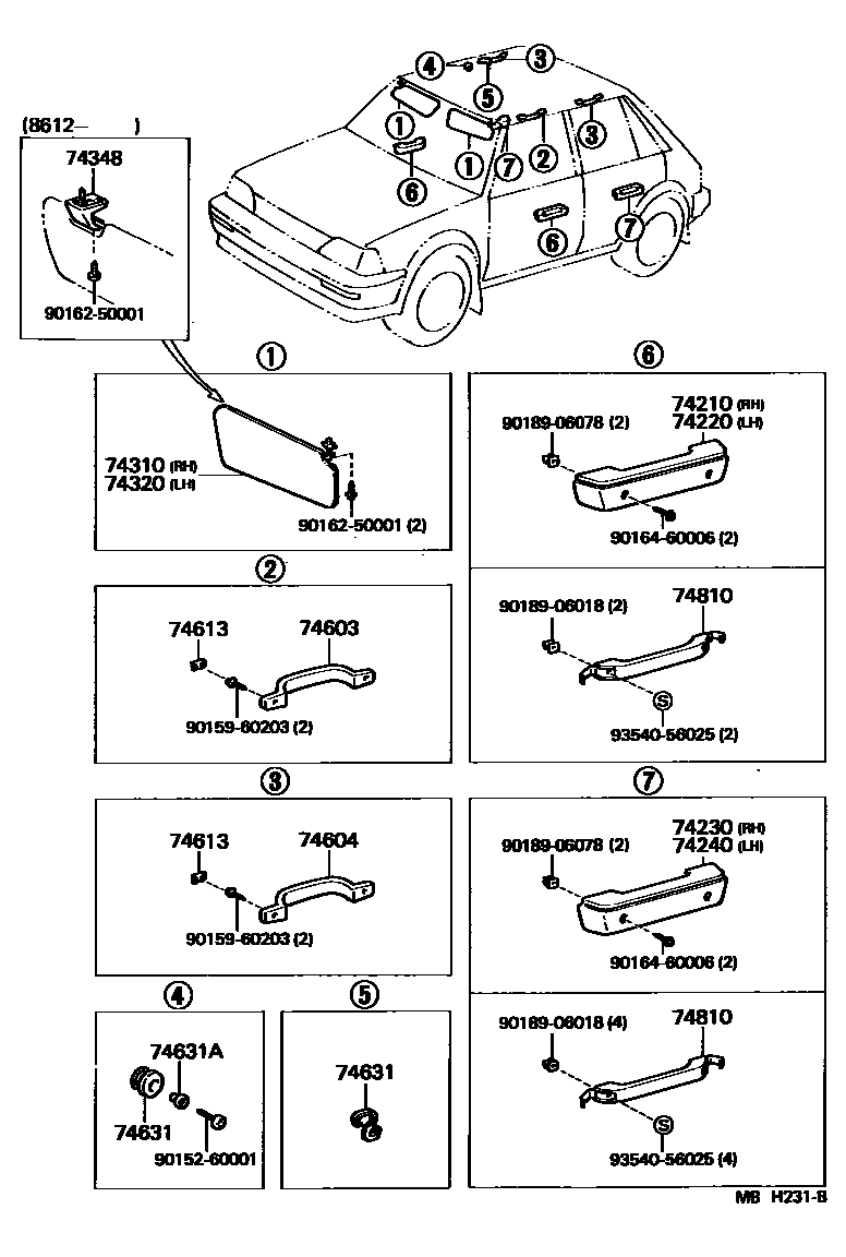 7401 — ARMREST & VISOR