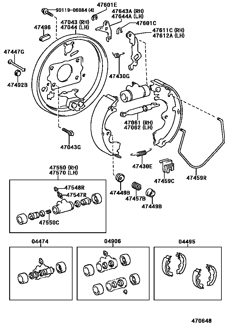4706 — REAR DRUM BRAKE WHEEL CYLINDER & BACKING PLATE