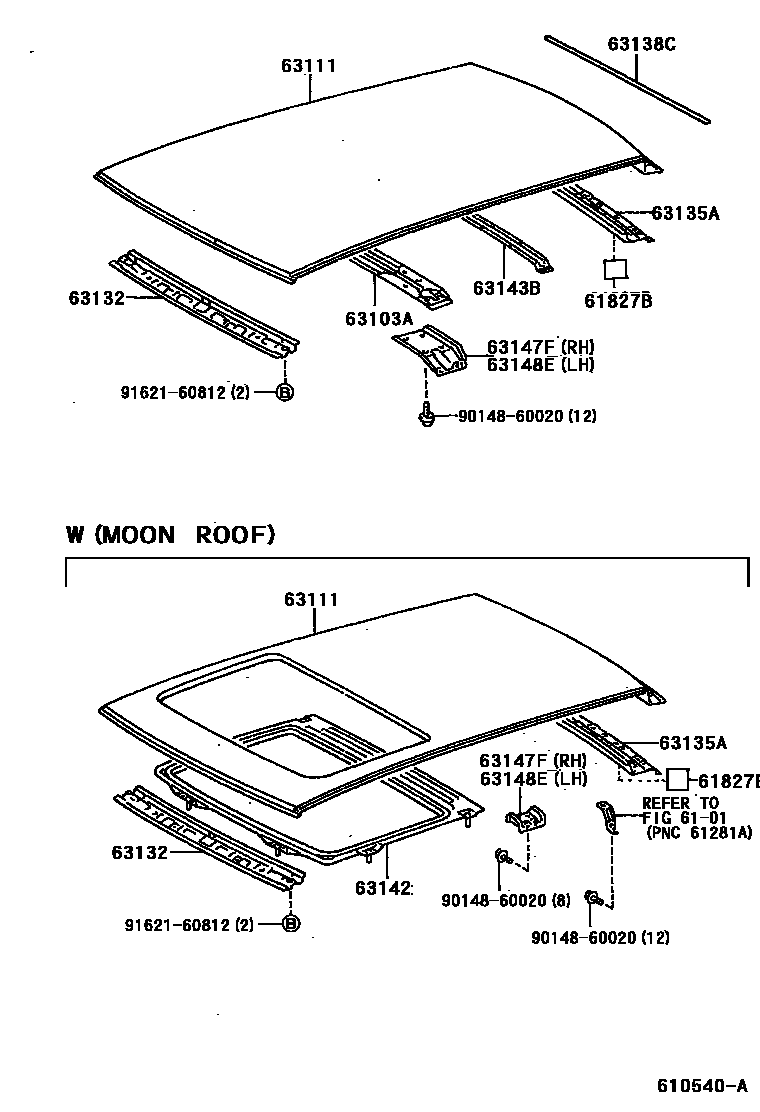 6104 — ROOF PANEL & BACK WINDOW GLASS