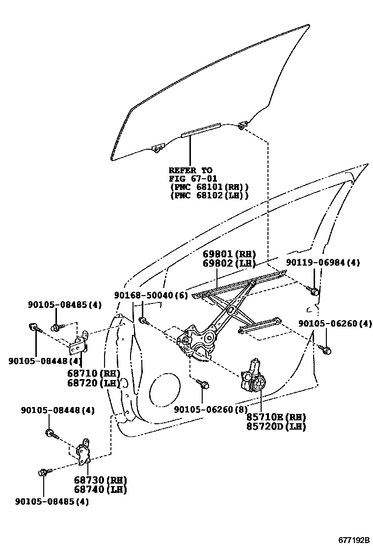 6704 — FRONT DOOR WINDOW REGULATOR & HINGE