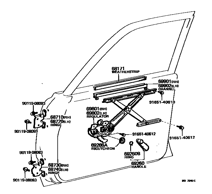6704 — FRONT DOOR WINDOW REGULATOR & HINGE