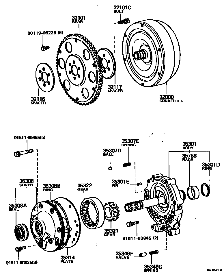 3502 — TORQUE CONVERTER, FRONT OIL PUMP & CHAIN (ATM)
