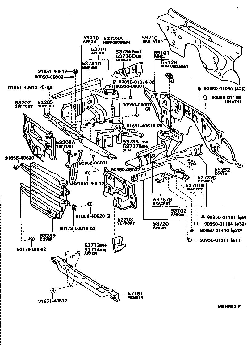 5304 — FRONT FENDER APRON & DASH PANEL