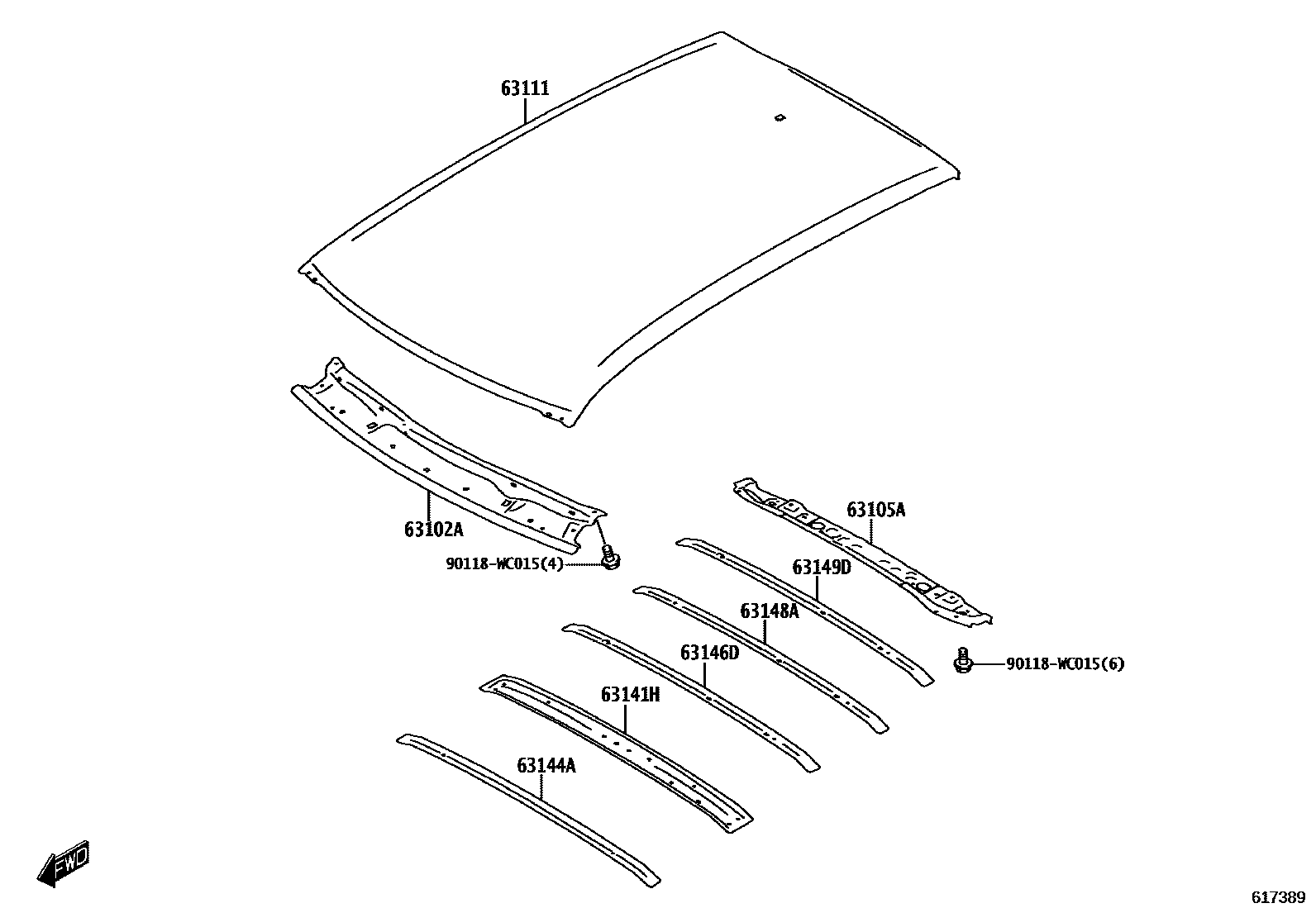 6104 — ROOF PANEL & BACK WINDOW GLASS