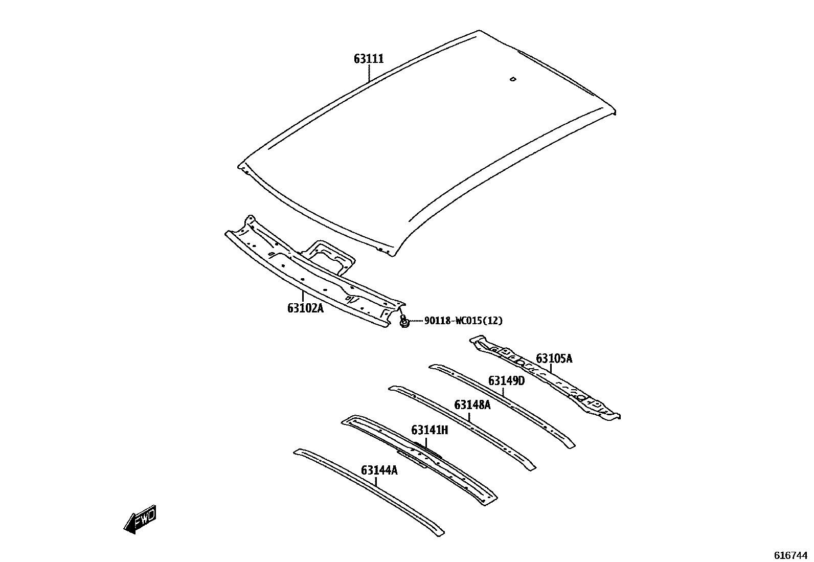6104 — ROOF PANEL & BACK WINDOW GLASS