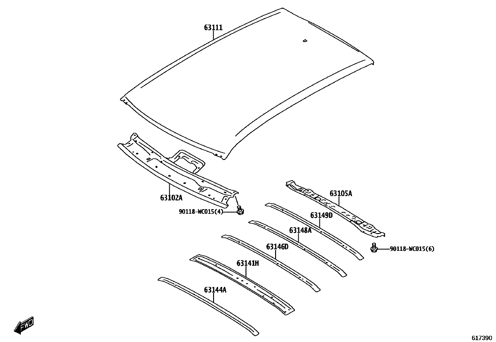 6104 — ROOF PANEL & BACK WINDOW GLASS