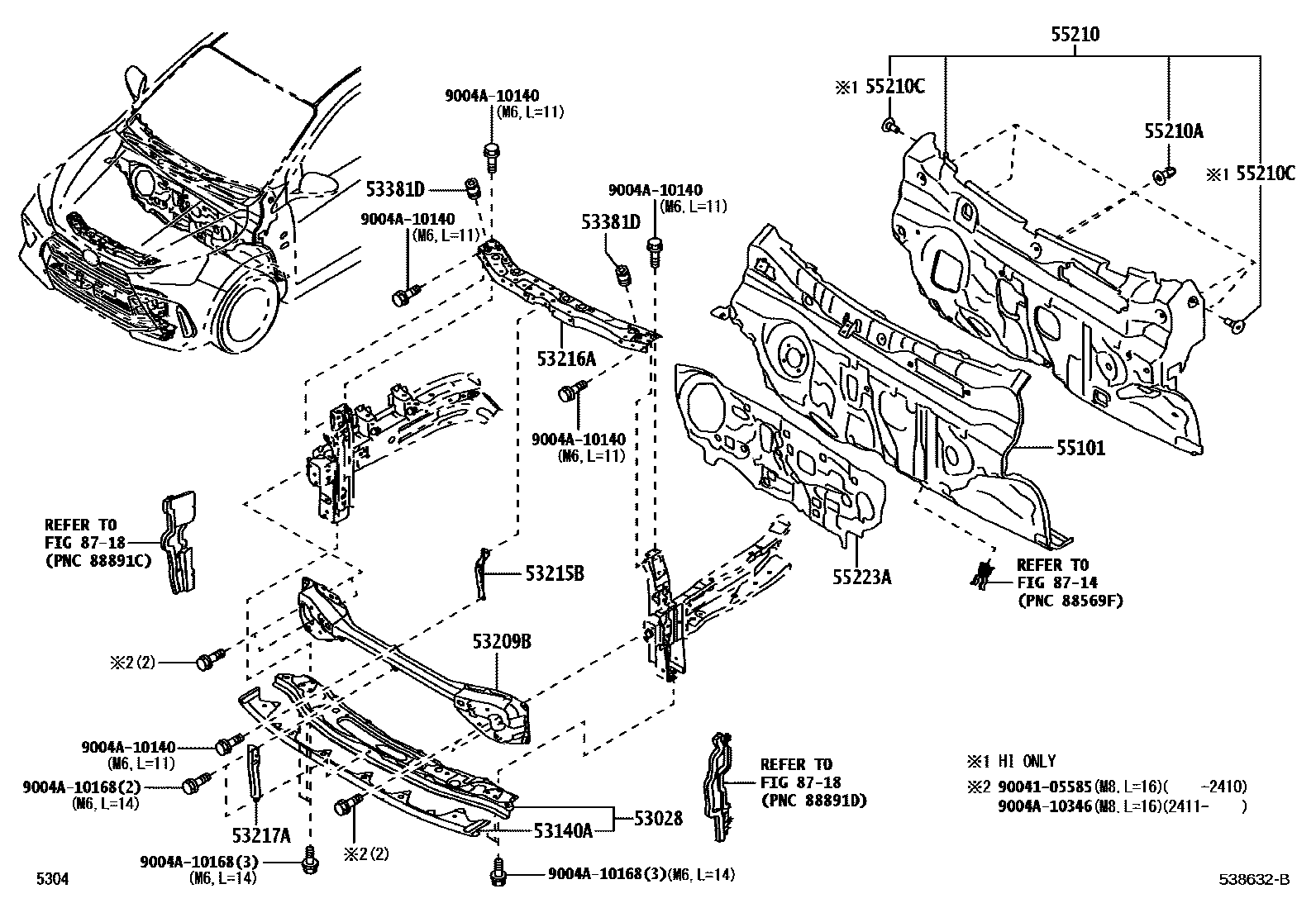 5304 — FRONT FENDER APRON & DASH PANEL