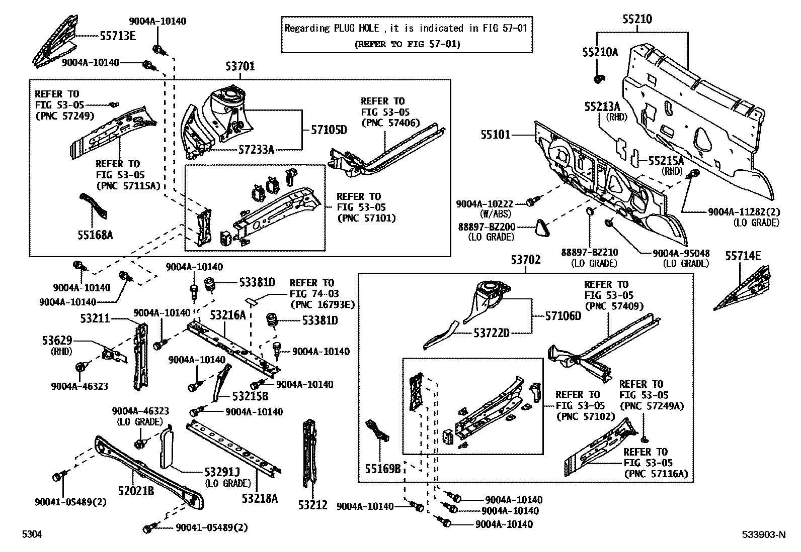 5304 — FRONT FENDER APRON & DASH PANEL