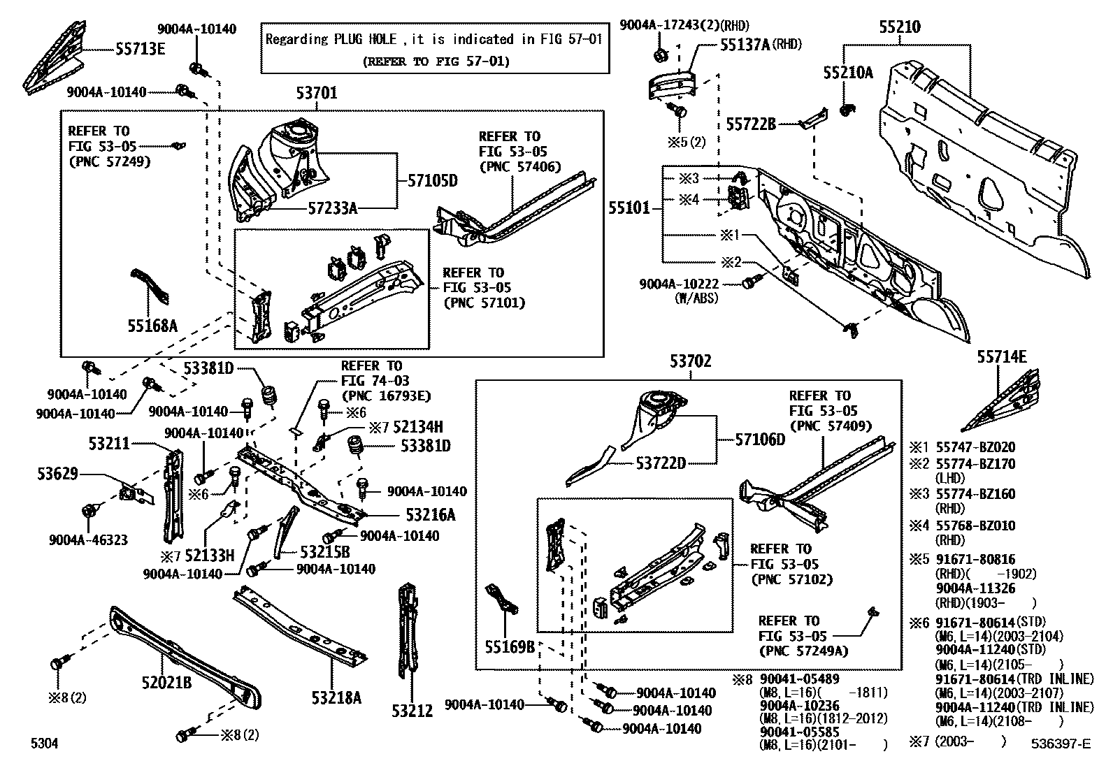 5304 — FRONT FENDER APRON & DASH PANEL
