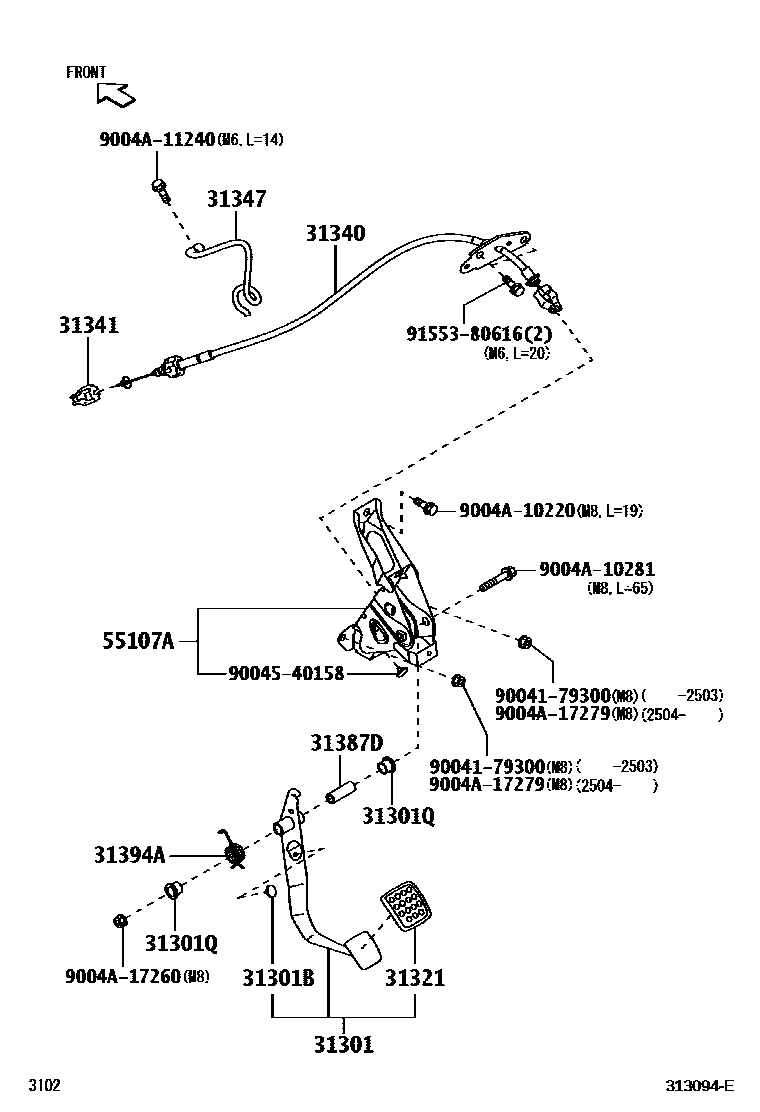 3102 — CLUTCH PEDAL & FLEXIBLE HOSE
