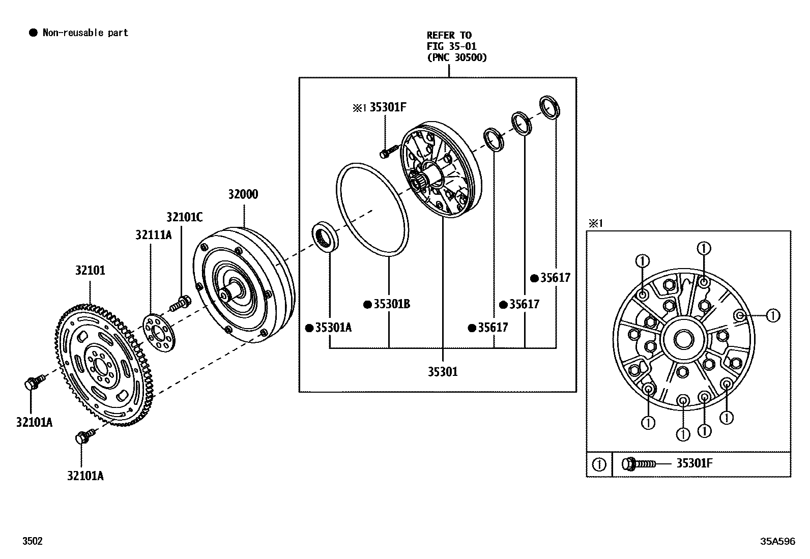 3502 — TORQUE CONVERTER, FRONT OIL PUMP & CHAIN (ATM)
