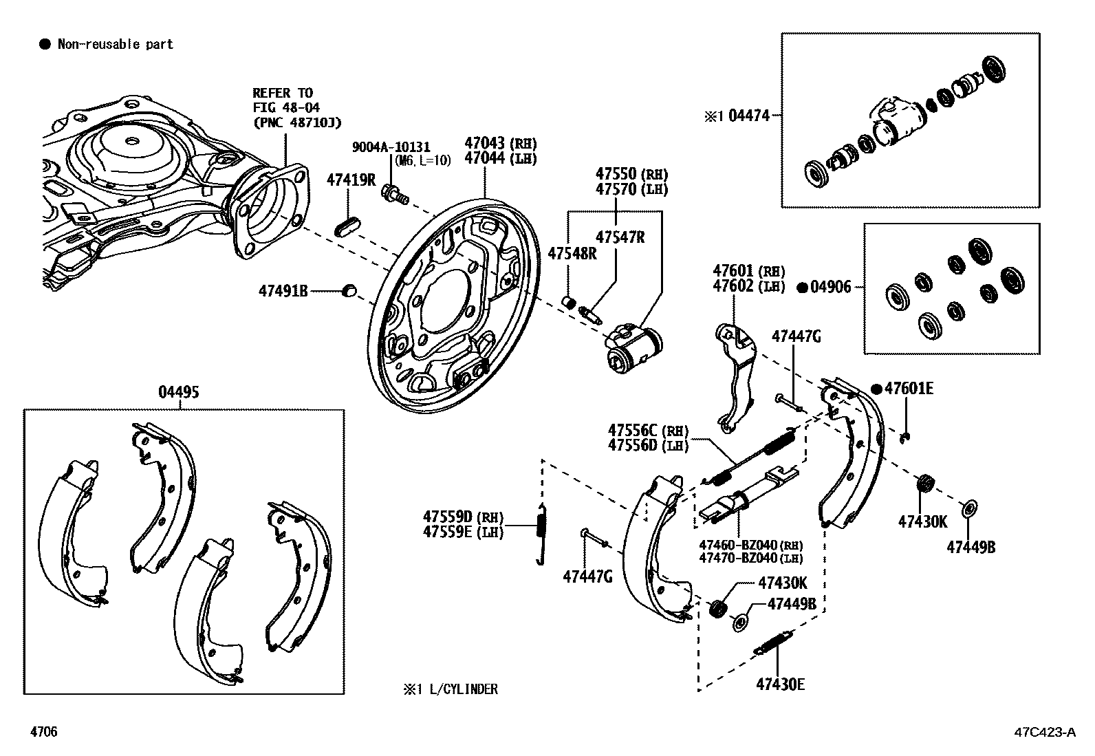 4706 — REAR DRUM BRAKE WHEEL CYLINDER & BACKING PLATE