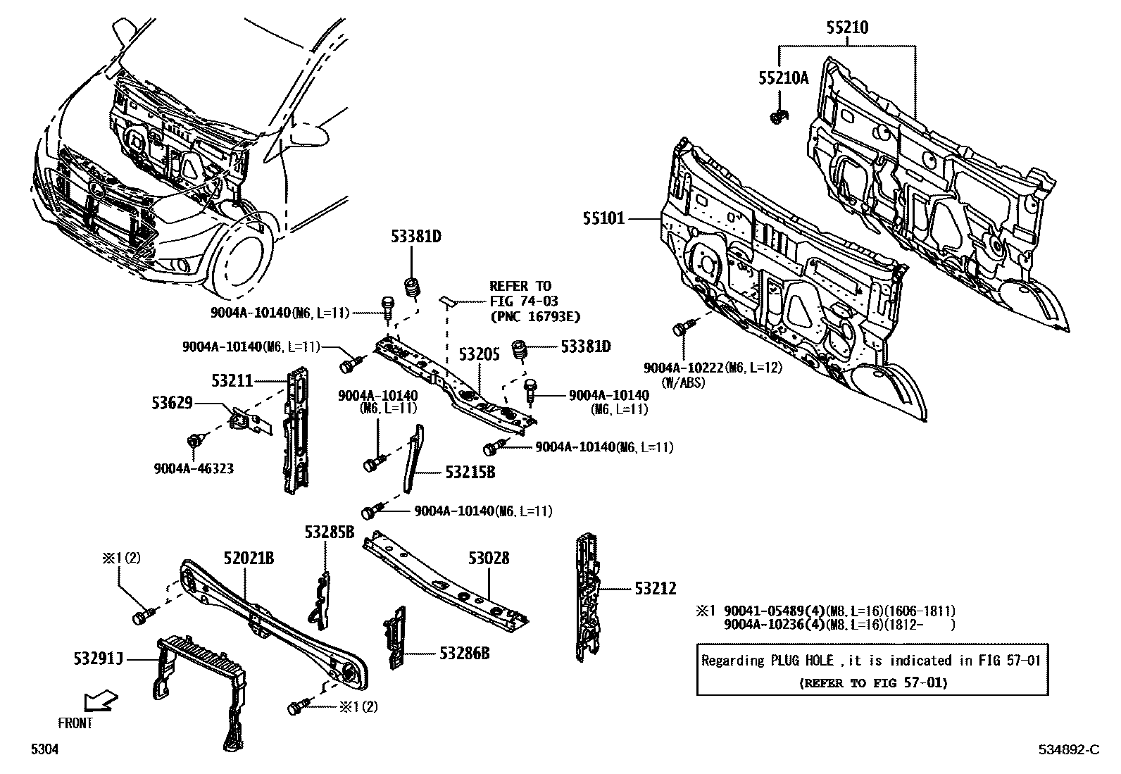 5304 — FRONT FENDER APRON & DASH PANEL