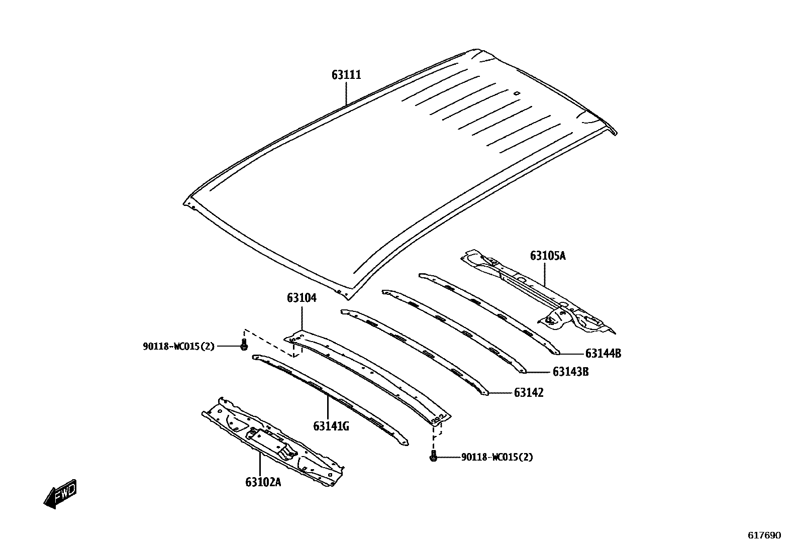 6104 — ROOF PANEL & BACK WINDOW GLASS