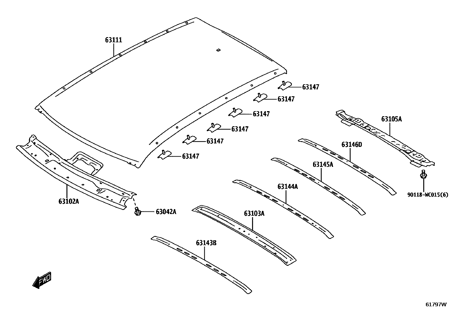 6104 — ROOF PANEL & BACK WINDOW GLASS