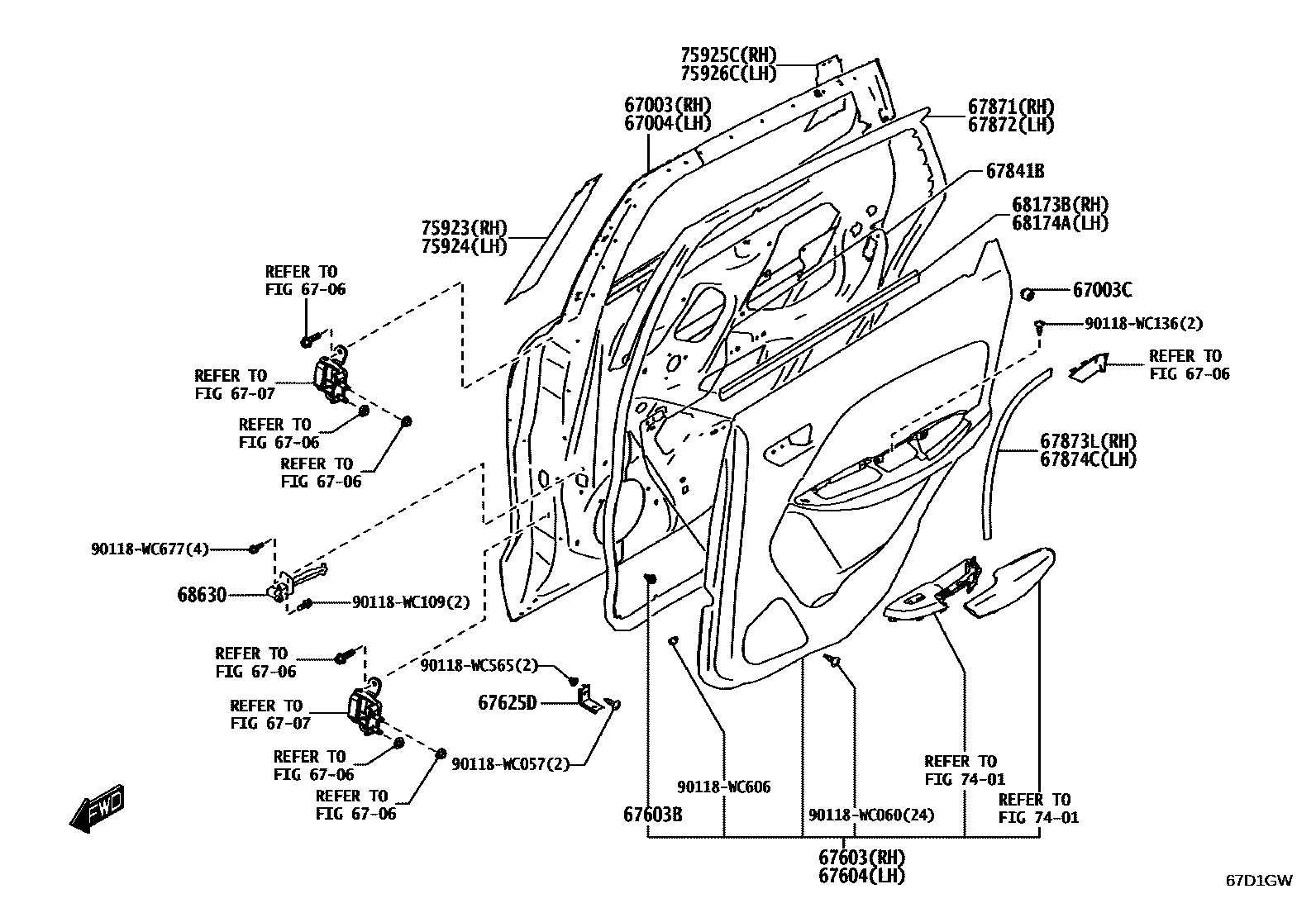 6705 — REAR DOOR PANEL & GLASS