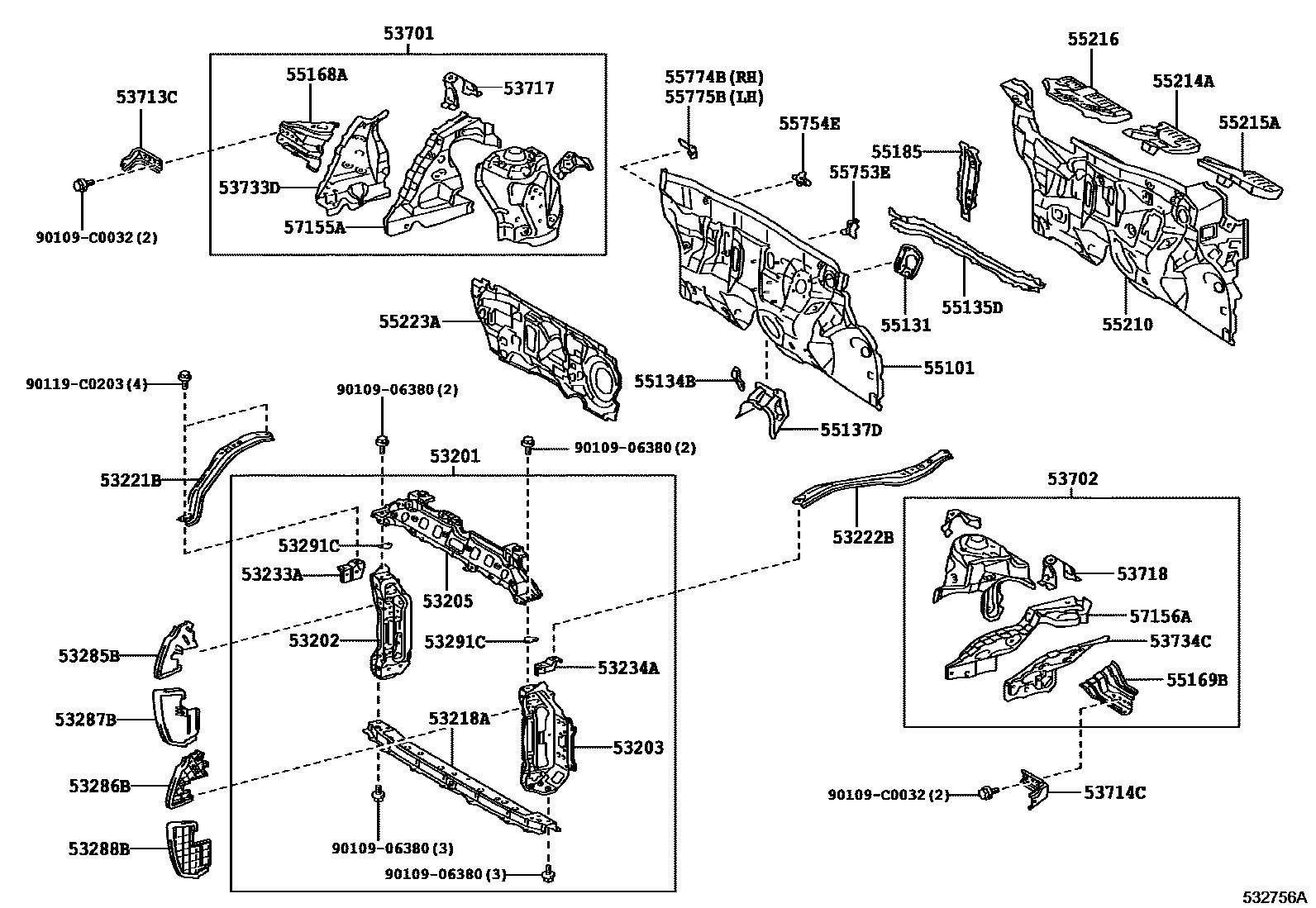 5304 — FRONT FENDER APRON & DASH PANEL