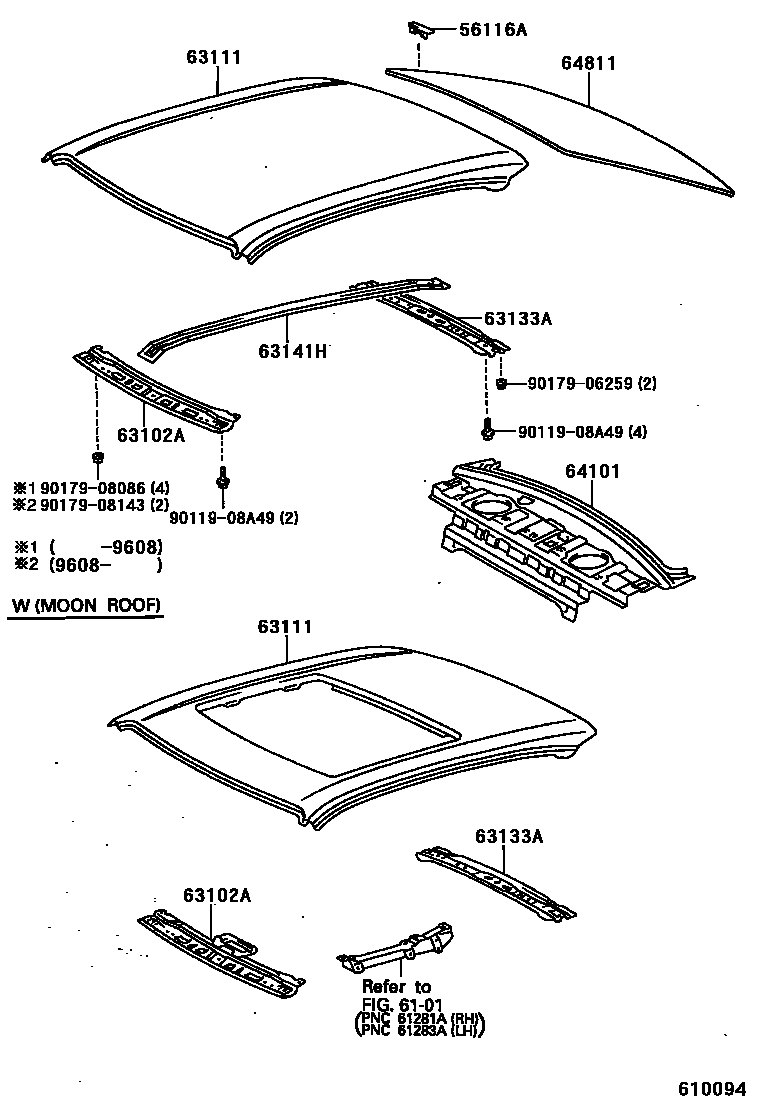 6104 — ROOF PANEL & BACK WINDOW GLASS