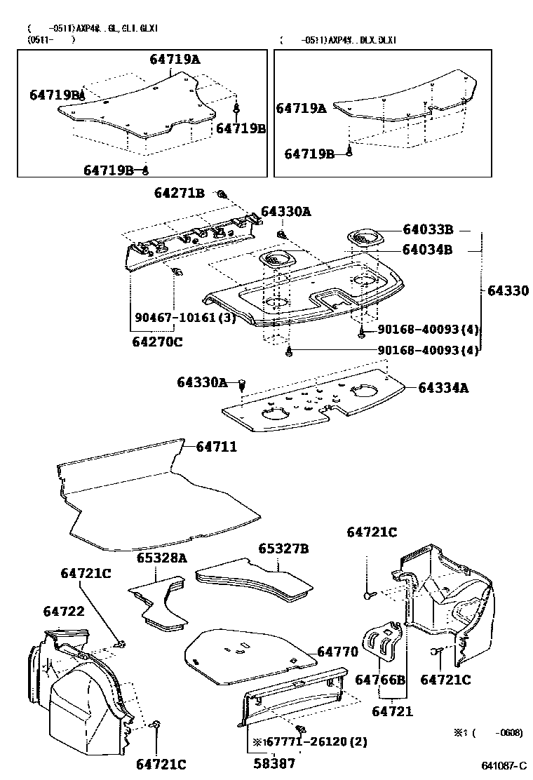 6403 — PACKAGE TRAY PANEL & LUGGAGE COMPARTMENT MAT