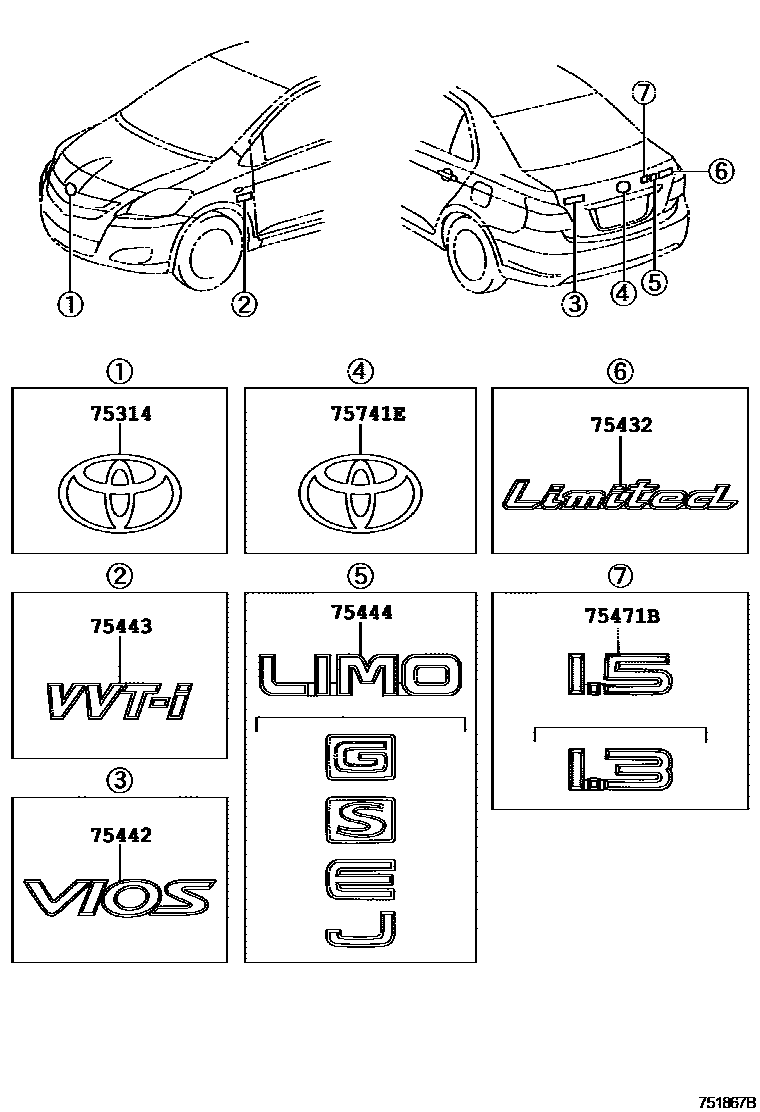 7501 — EMBLEM & NAME PLATE (EXTERIOR & INTERIOR)