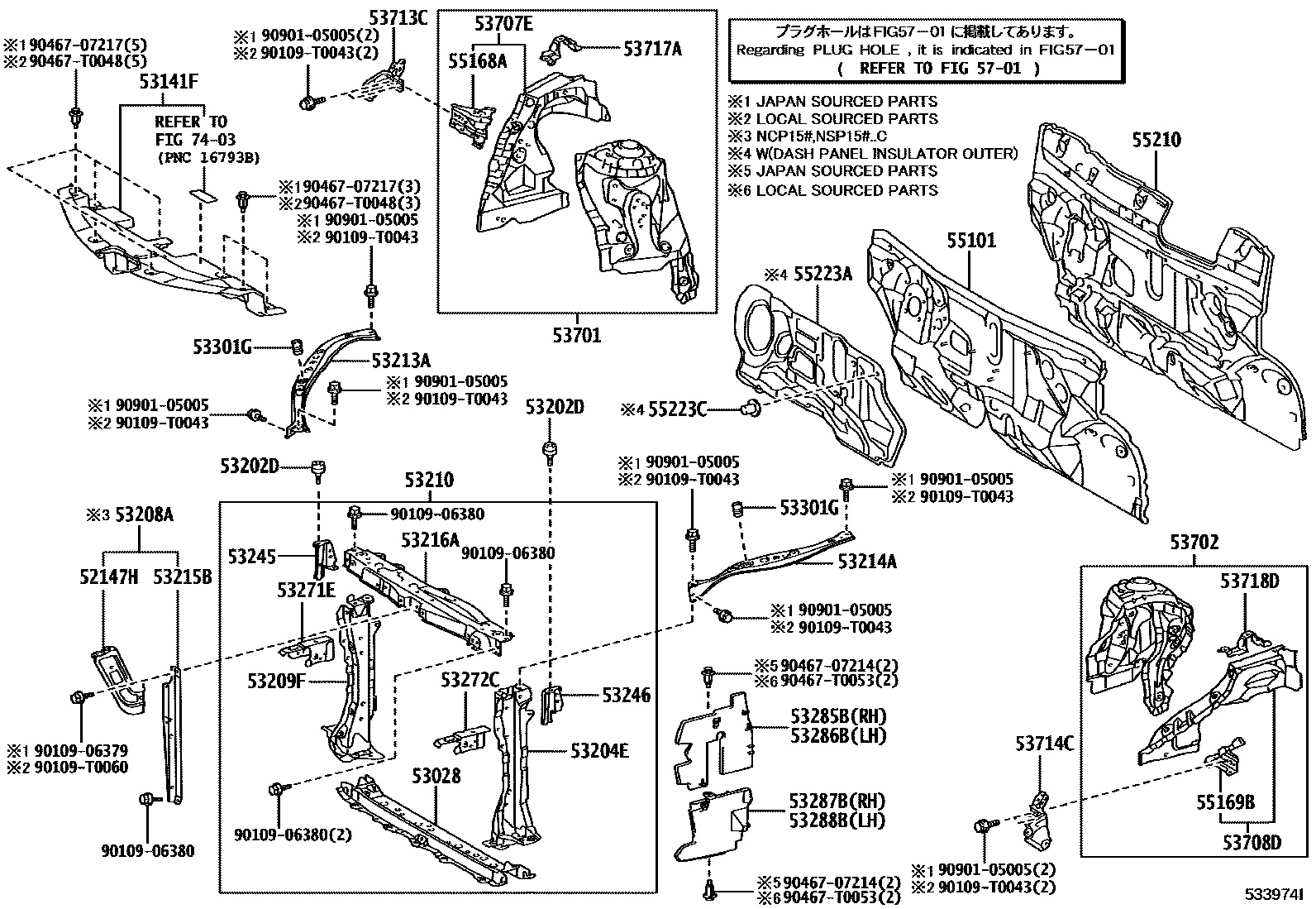 5304 — FRONT FENDER APRON & DASH PANEL