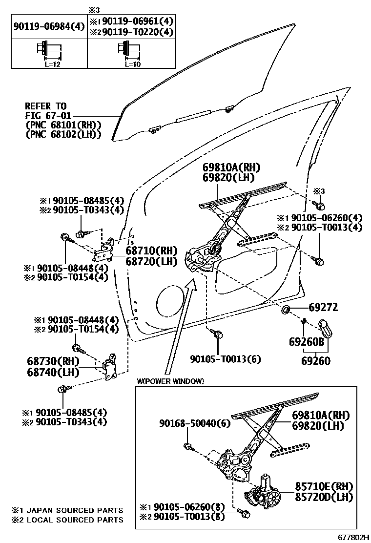 6704 — FRONT DOOR WINDOW REGULATOR & HINGE
