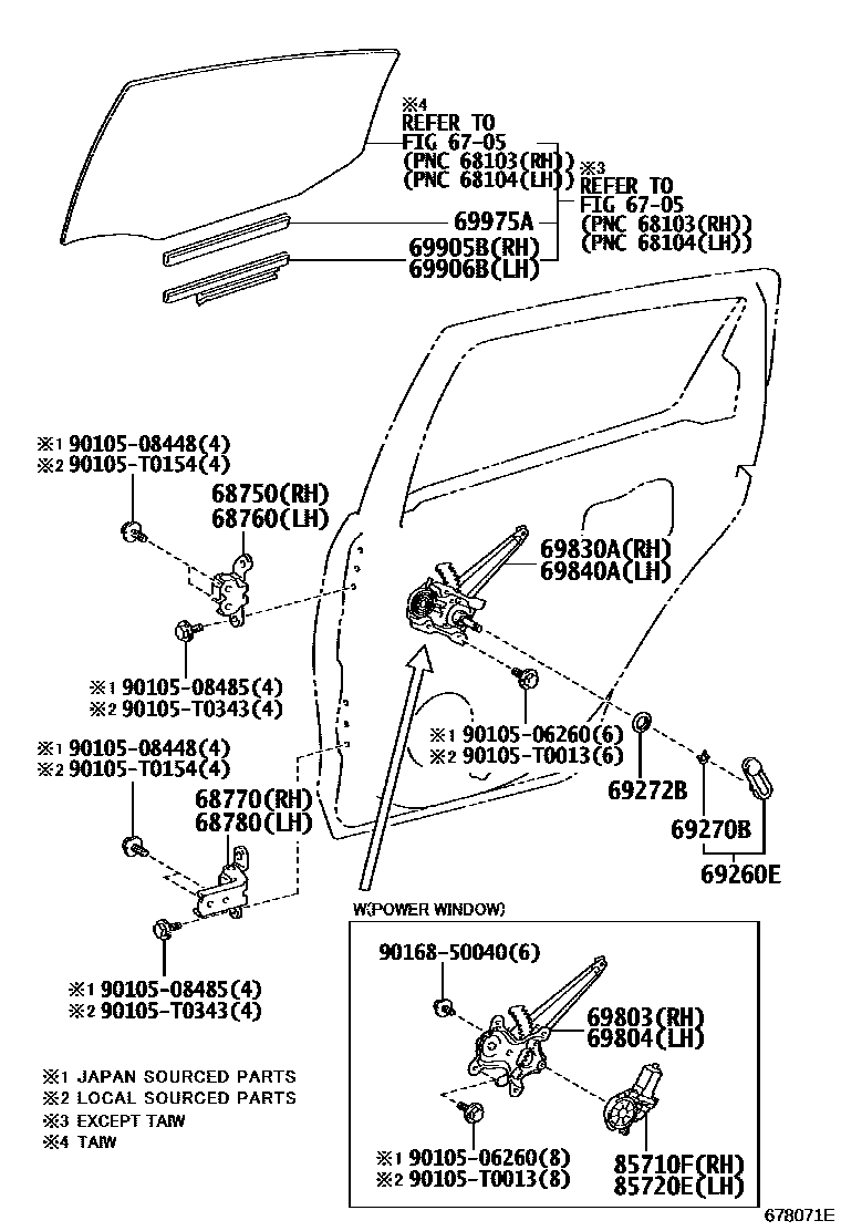 6707 — REAR DOOR WINDOW REGULATOR & HINGE