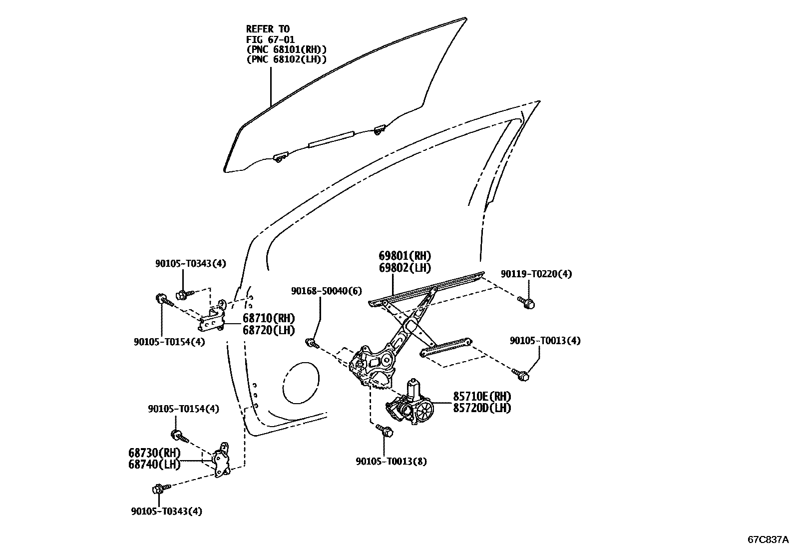 6704 — FRONT DOOR WINDOW REGULATOR & HINGE