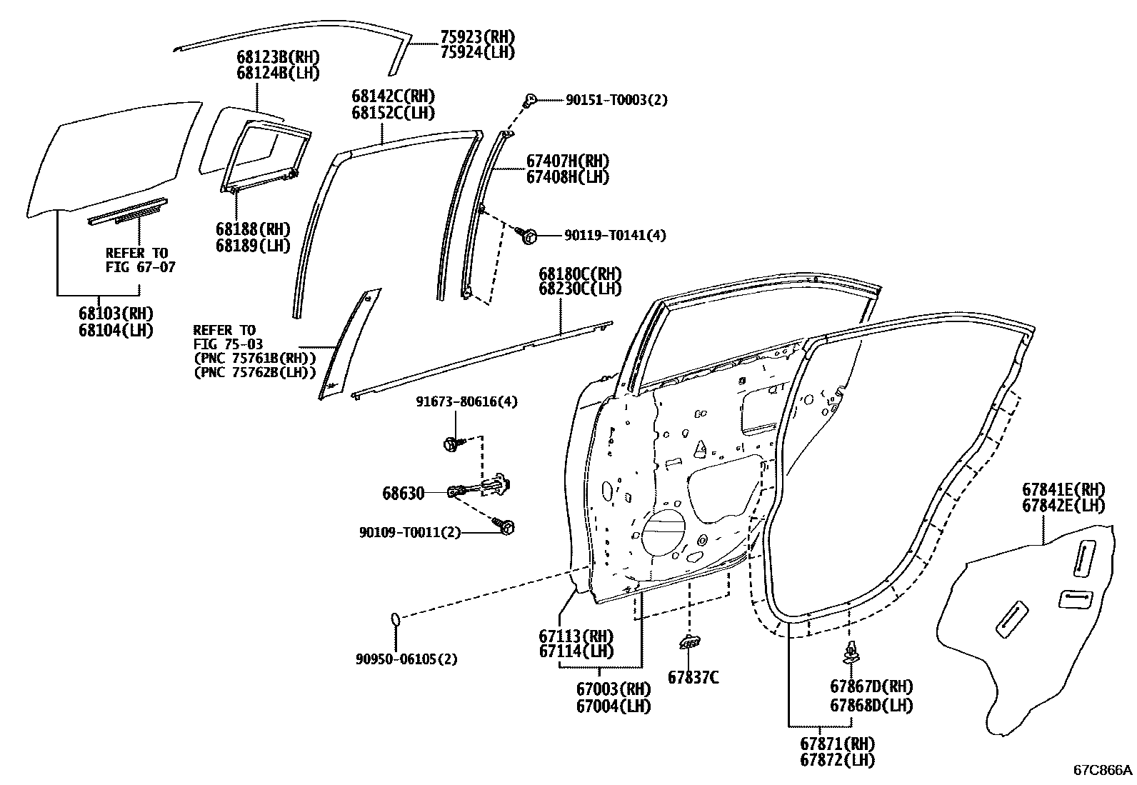 6705 — REAR DOOR PANEL & GLASS