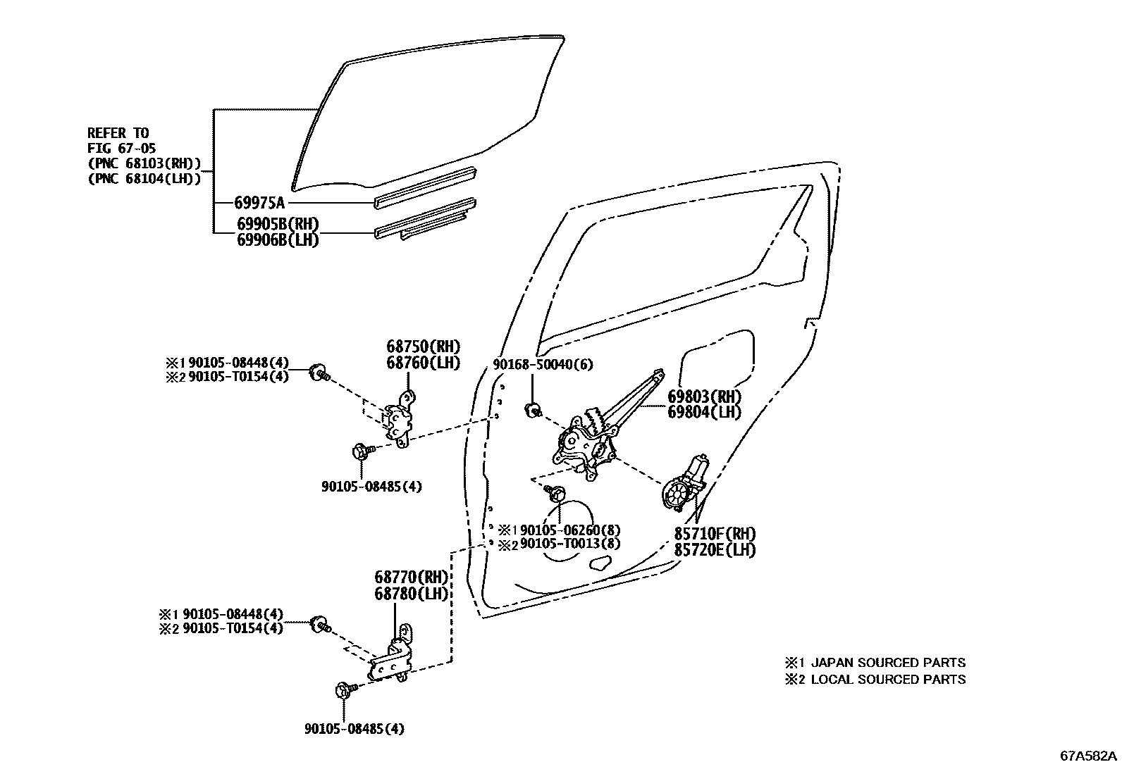 6707 — REAR DOOR WINDOW REGULATOR & HINGE