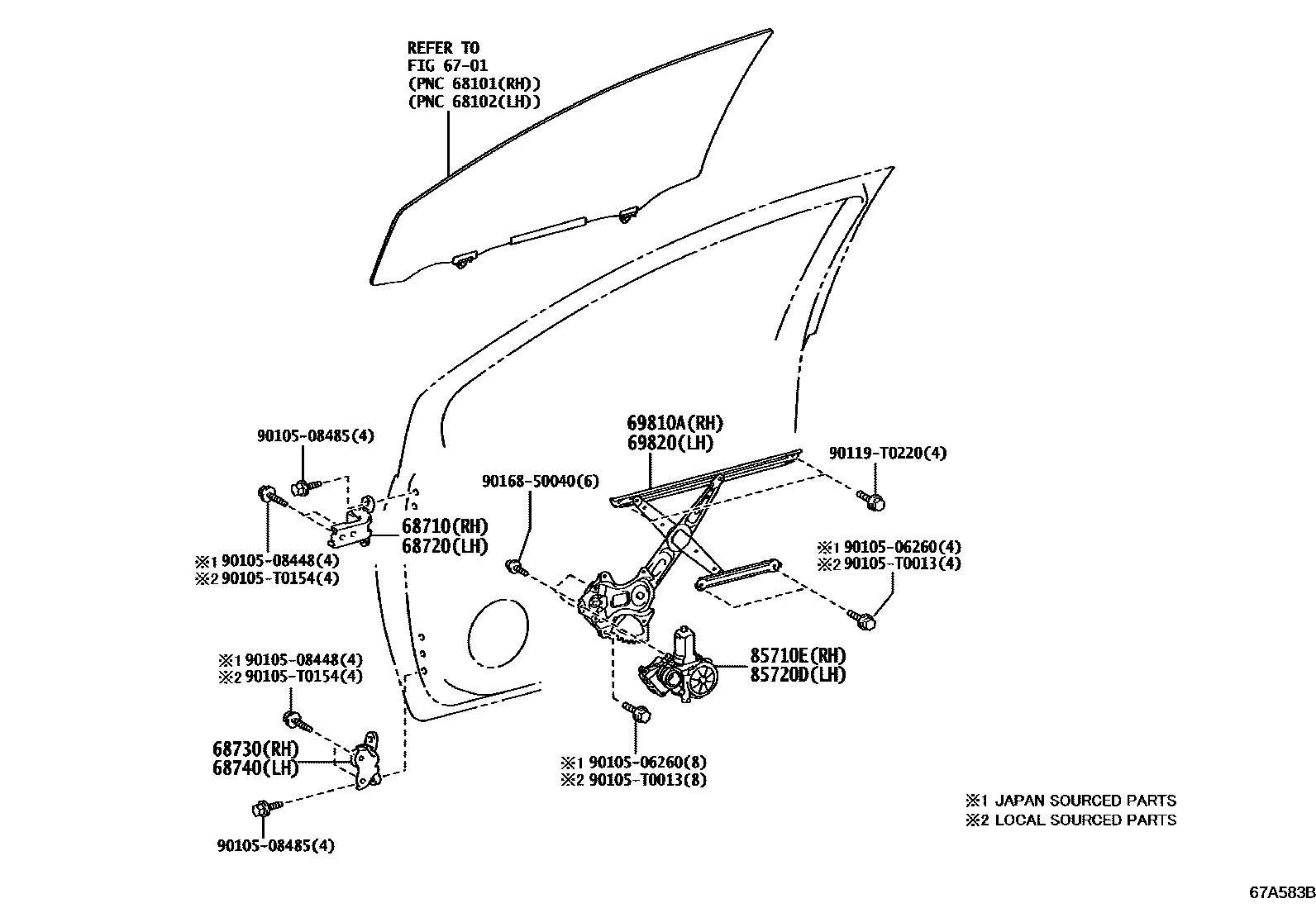 6704 — FRONT DOOR WINDOW REGULATOR & HINGE