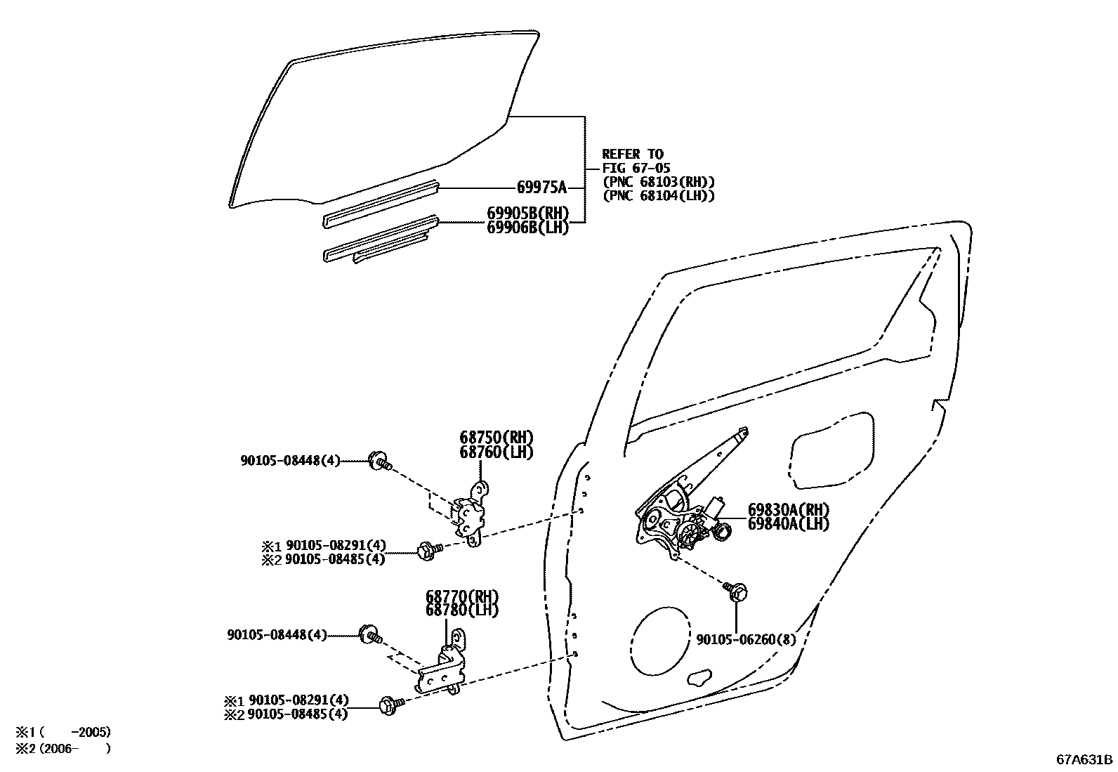 6707 — REAR DOOR WINDOW REGULATOR & HINGE