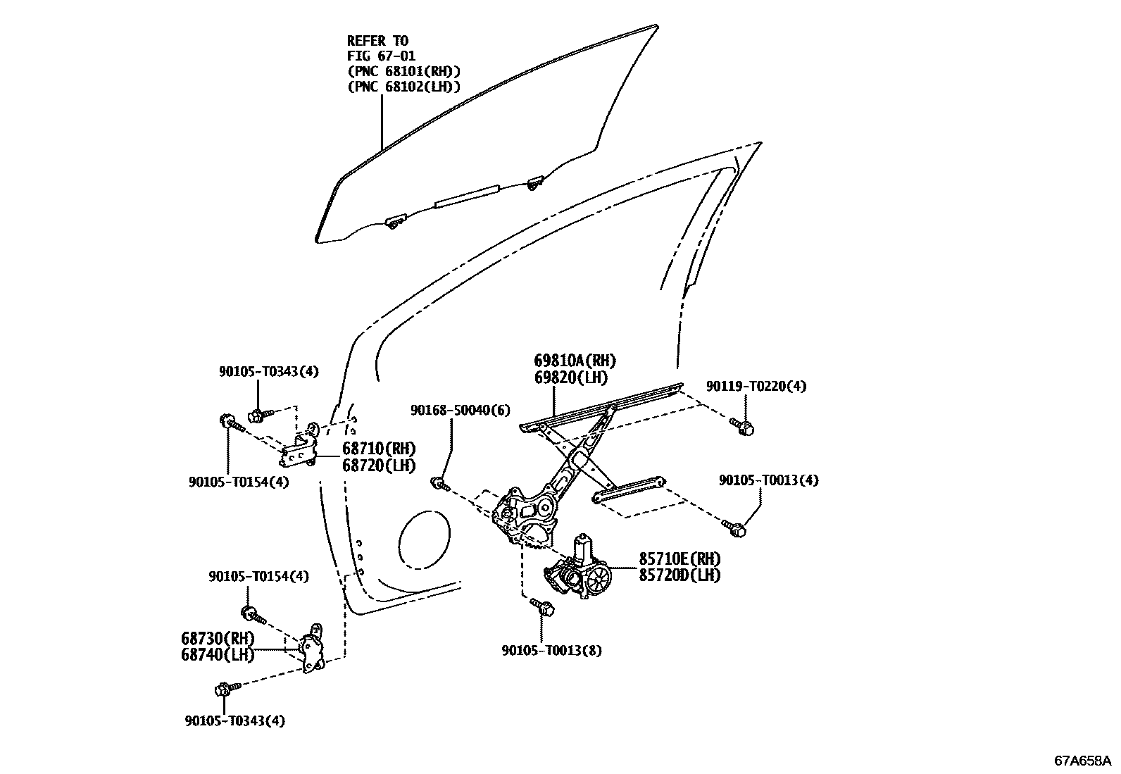 6704 — FRONT DOOR WINDOW REGULATOR & HINGE