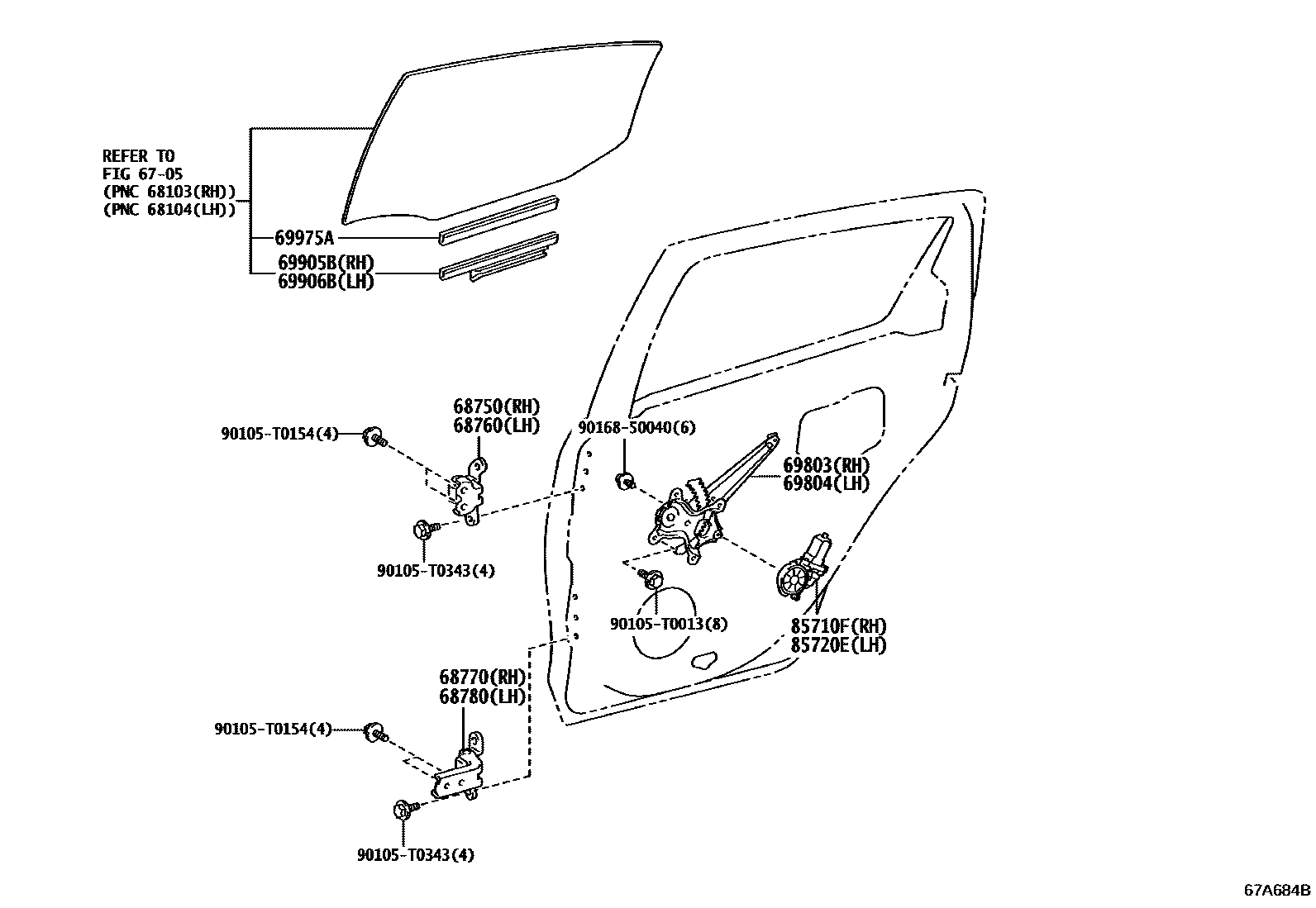 6707 — REAR DOOR WINDOW REGULATOR & HINGE