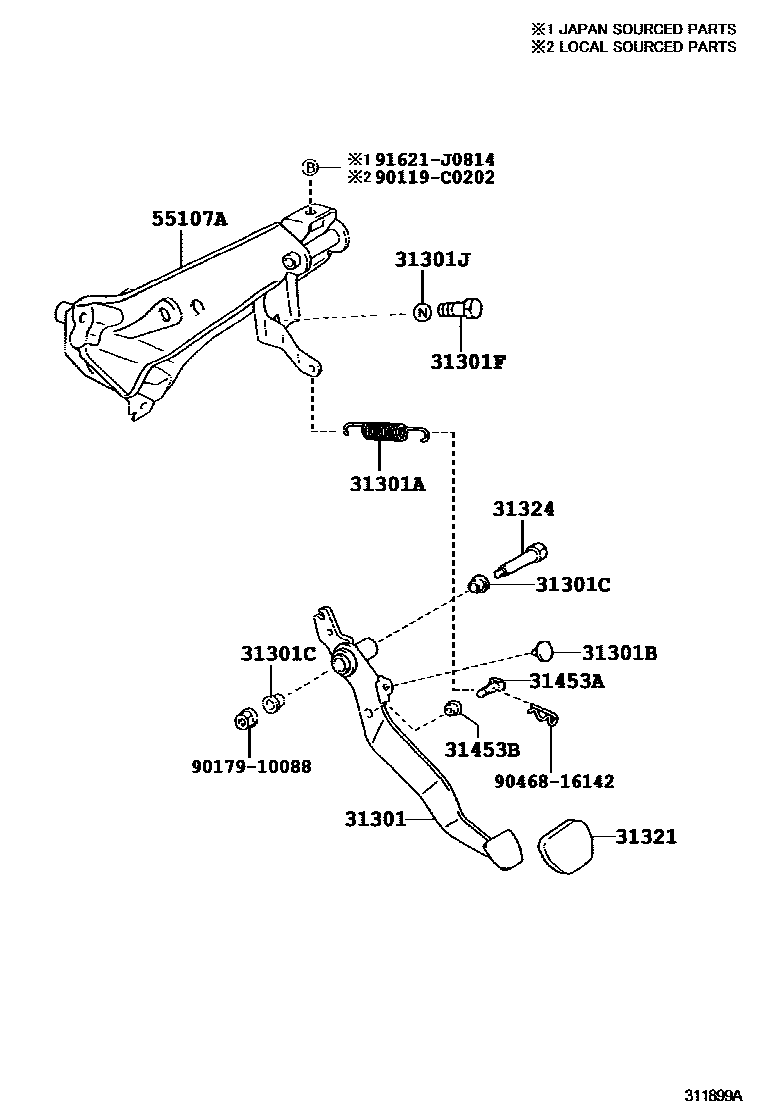 3102 — CLUTCH PEDAL & FLEXIBLE HOSE