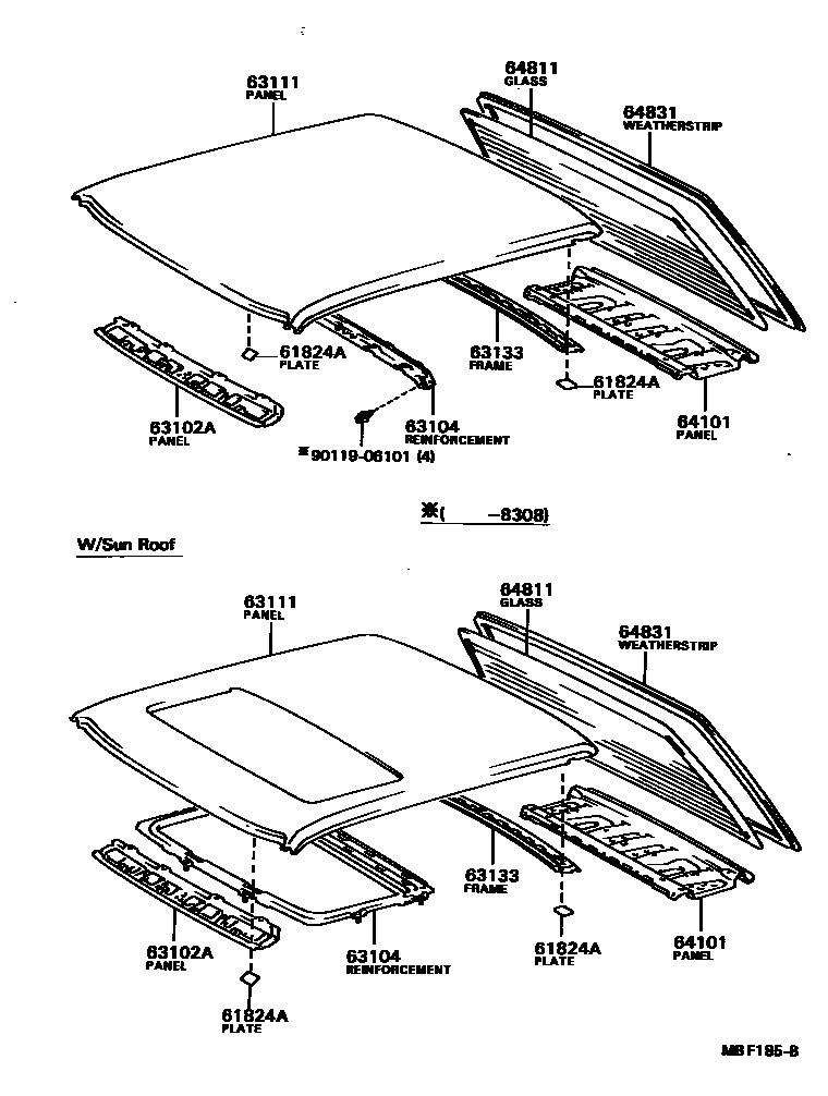 6104 — ROOF PANEL & BACK WINDOW GLASS