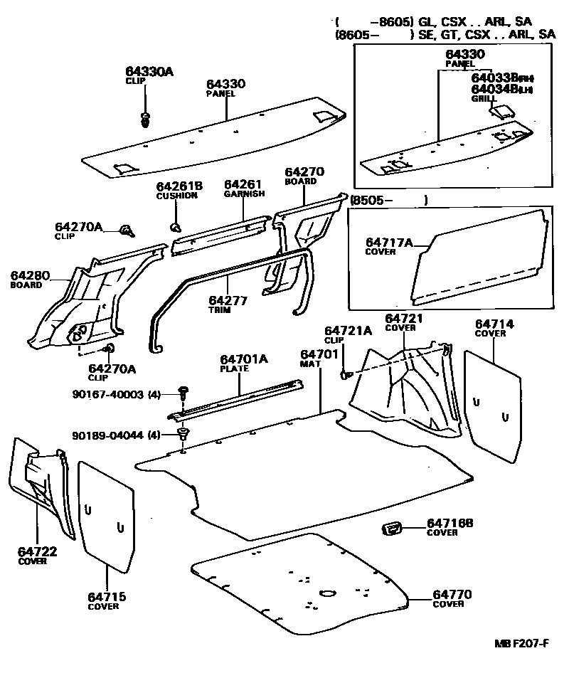 6403 — PACKAGE TRAY PANEL & LUGGAGE COMPARTMENT MAT