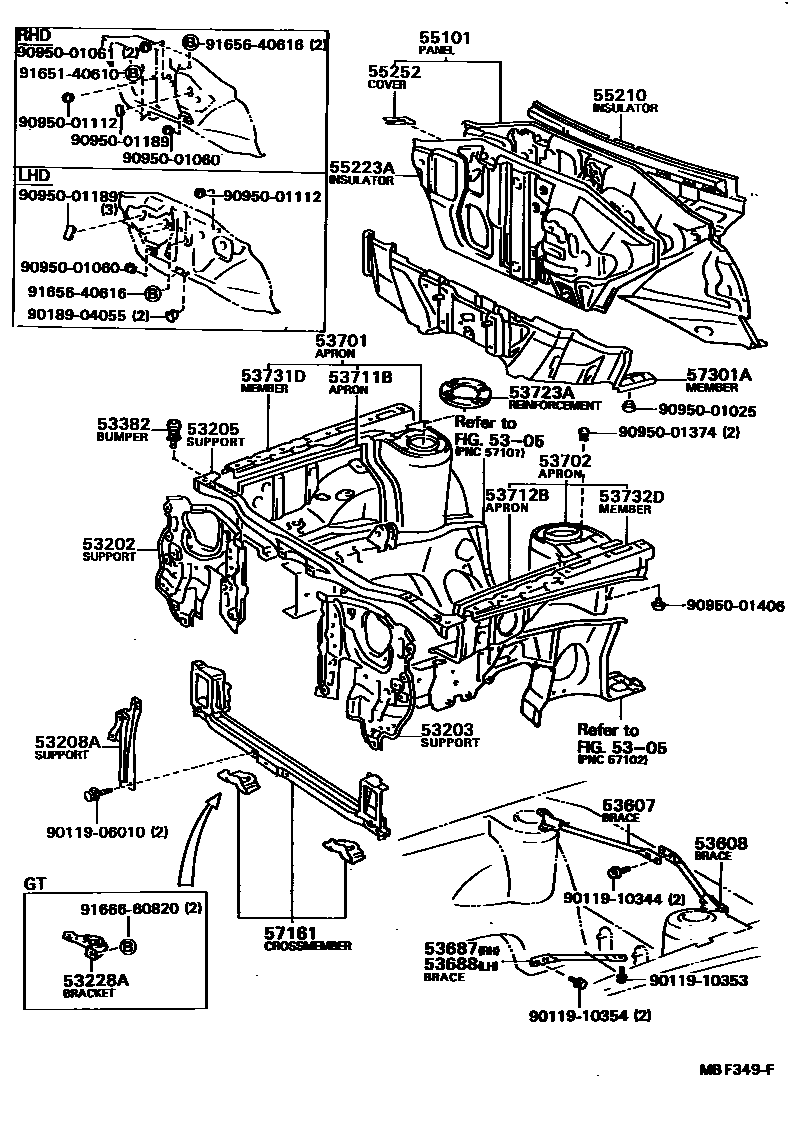 5304 — FRONT FENDER APRON & DASH PANEL