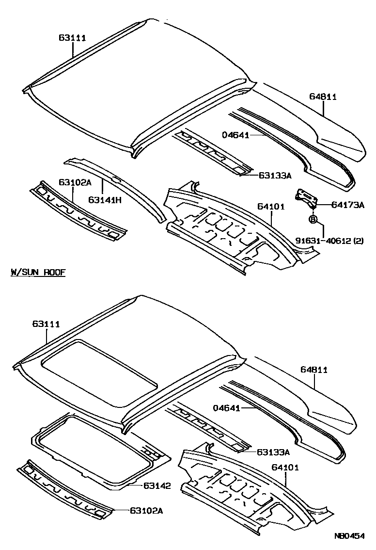 6104 — ROOF PANEL & BACK WINDOW GLASS